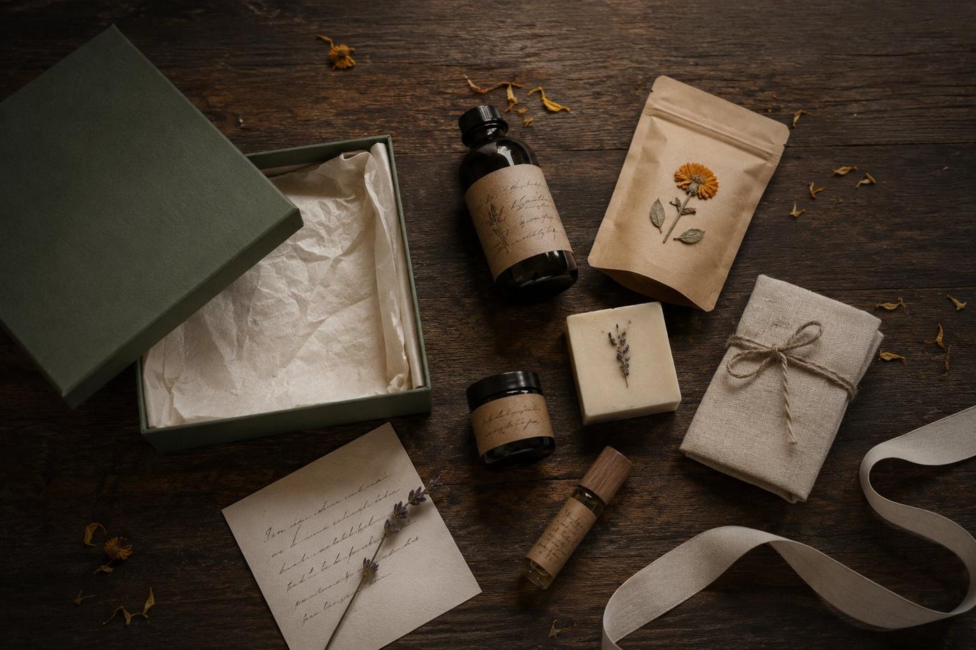 Premium wellness hamper flatlay